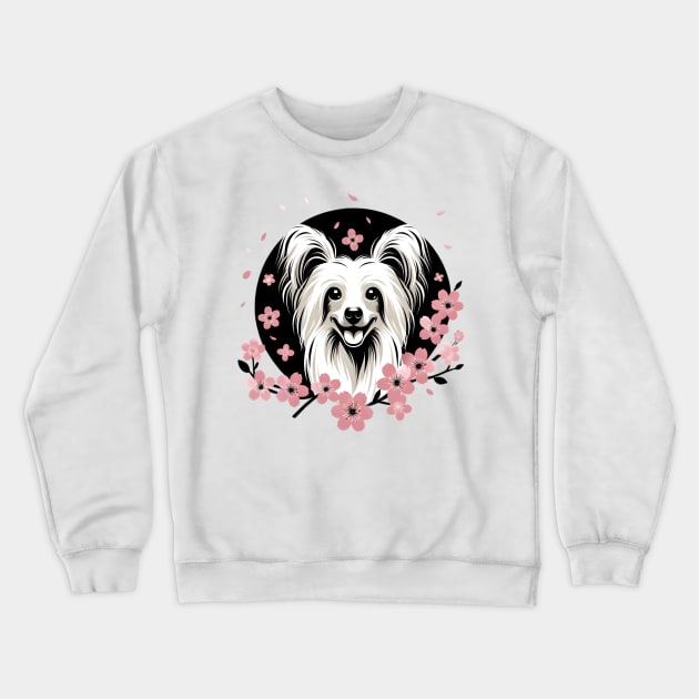 Chinese Crested Embraces Spring with Cherry Blossoms Crewneck Sweatshirt by ArtRUs